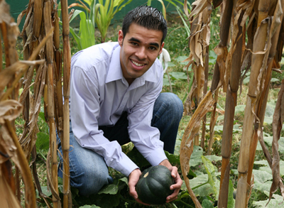 Jose Melgar in the garden, FLAAR Mesoamerica Staff