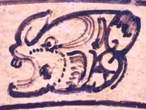 Mayan hieroglyph from a polychrome plate.
