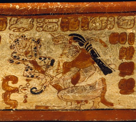 jaguar-holding-stick-trained-jaguars-rituals-processions-human-sacrifices-Maya-vase-iconography-epigraphy-hieroglyphs-UFM