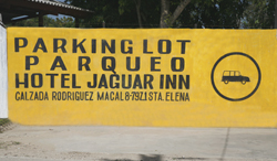 Hotel Jaguar Inn Santa Elena Parking Peten Guatemala Maya-archaeology